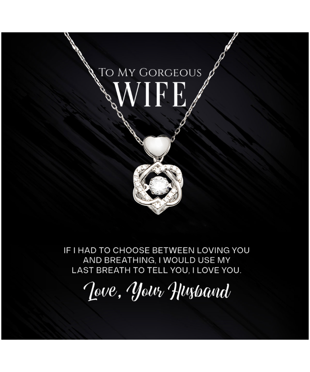 To My Gorgeous Wife, Heart Knot Silver Necklace From Husband, Wife Anniversary Present, Birthday Wife Gift From Husband, Gift To My Wife