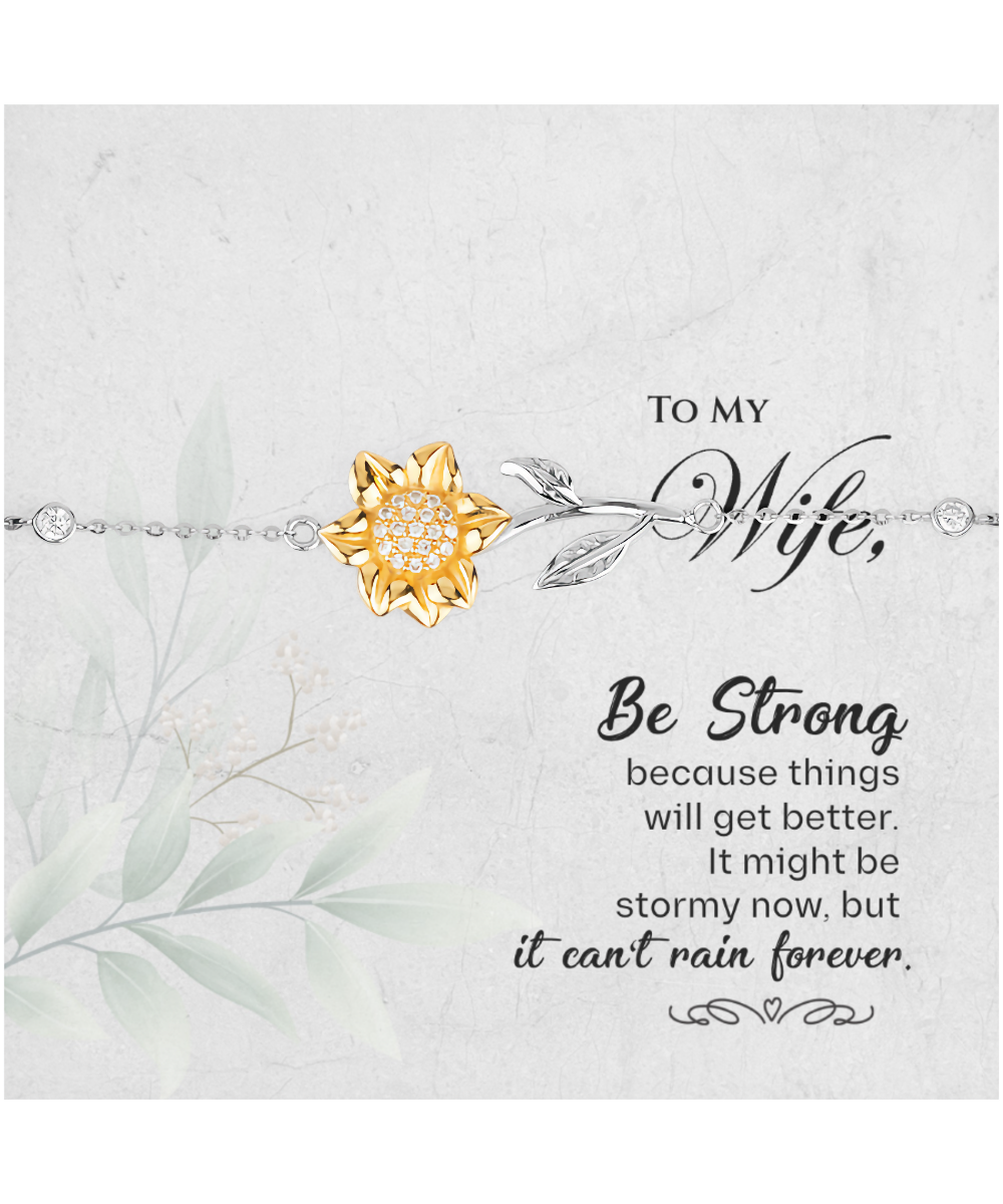 To My Strong Wife, Sunflower Bracelet For Wife, Wife Anniversary Present, Birthday Wife Gift from Husband, Gift To My Wife