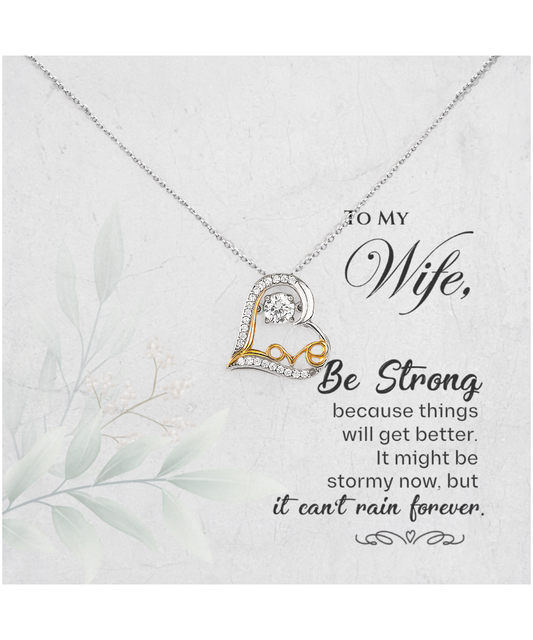 To My Strong Wife, Love Dancing Necklace For Wife, Wife Anniversary Present, Birthday Wife Gift from Husband, Gift To My Wife