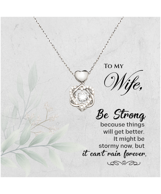 To My Strong Wife, Heart Knot Silver Necklace For Wife, Wife Anniversary Present, Birthday Wife Gift from Husband, Gift To My Wife