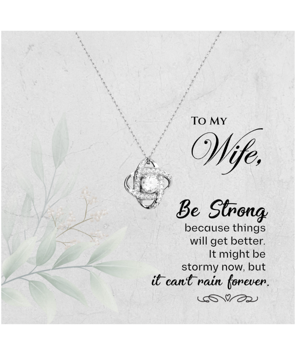 To My Strong Wife, Love Knot Silver Necklace For Wife, Wife Anniversary Present, Birthday Wife Gift from Husband, Gift To My Wife