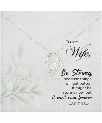 To My Strong Wife, Solitaire Crystal Necklace For Wife, Wife Anniversary Present, Birthday Wife Gift from Husband, Gift To My Wife