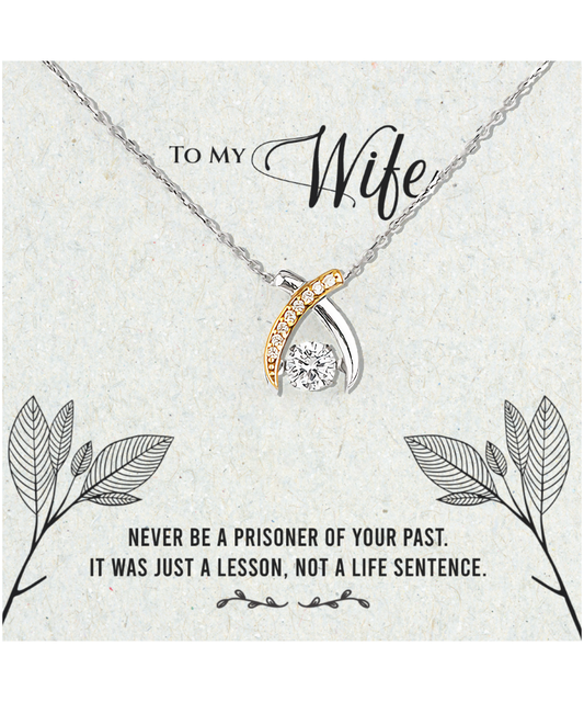 Husband to Wife Gift, Wishbone Dancing Necklace To My Wife, Wedding Anniversary Gift For Wife, Message Card Jewelry For Wife