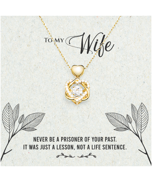 Husband to Wife Gift, Heart Knot Gold Necklace To My Wife, Wedding Anniversary Gift For Wife, Message Card Jewelry For Wife