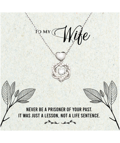 Husband to Wife Gift, Heart Knot Silver Necklace To My Wife, Wedding Anniversary Gift For Wife, Message Card Jewelry For Wife