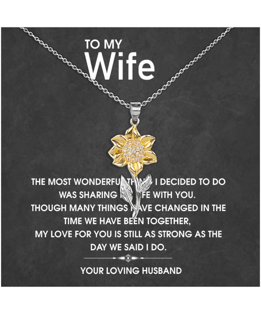 To My Wife, Sunflower Pendant Necklace From Husband To Wife, Birthday Wife Gift From Husband, Wife Anniversary Present, Gift To My Wife