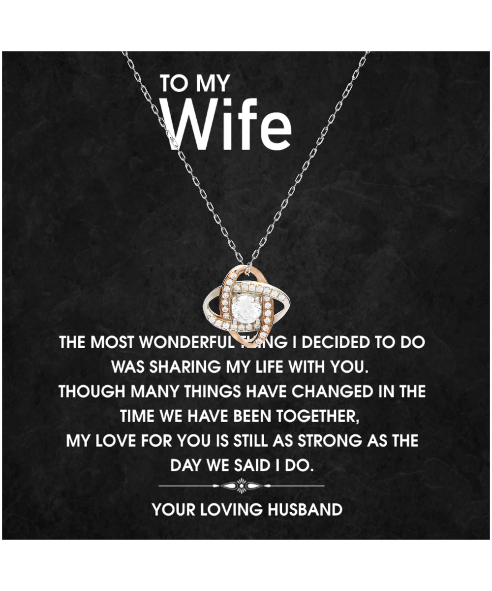 To My Wife, Love Knot Rose Gold Necklace From Husband To Wife, Birthday Wife Gift From Husband, Wife Anniversary Present, Gift To My Wife