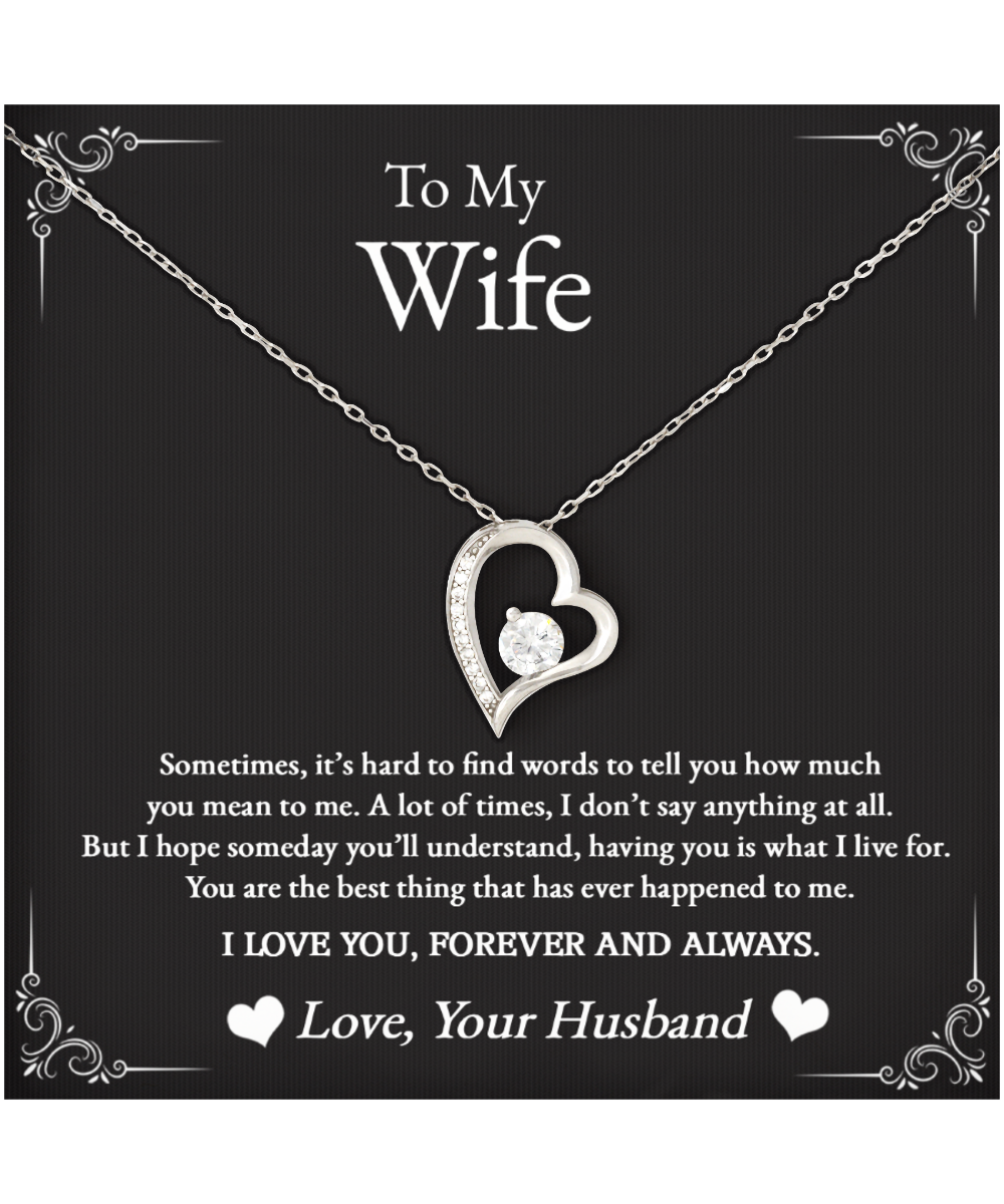 Husband to Wife Gift, Solitaire Crystal Necklace To My Wife, Wedding Anniversary Gift For Wife, Message Card Jewelry For Wife