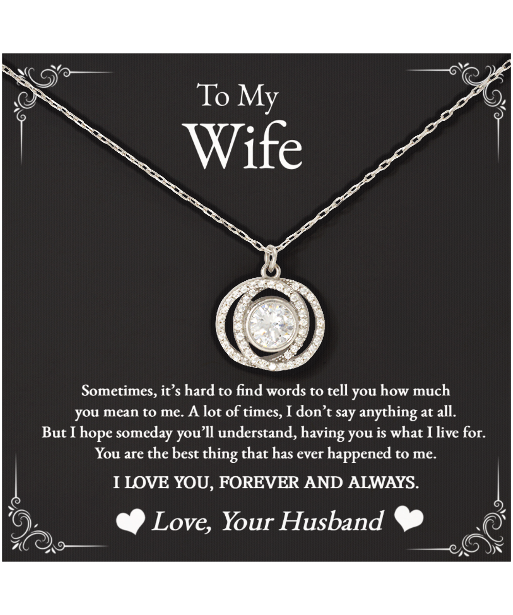 Husband to Wife Gift, Double Crystal Circle Necklace To My Wife, Wedding Anniversary Gift For Wife, Message Card Jewelry For Wife