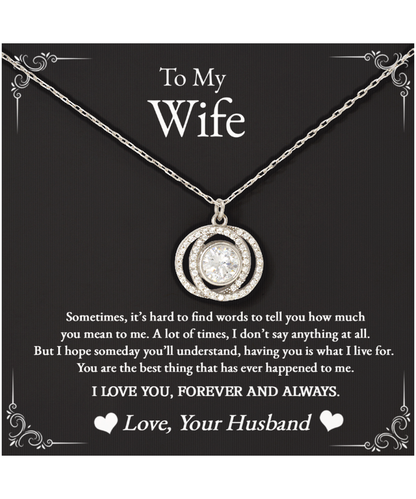 Husband to Wife Gift, Double Crystal Circle Necklace To My Wife, Wedding Anniversary Gift For Wife, Message Card Jewelry For Wife