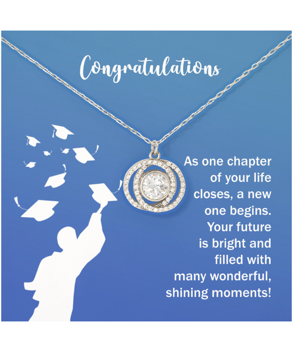 Graduation Gifts From Parents, Double Crystal Circle Necklace For College Graduation, Congratulations Gift For Sister, Jewelry For Graduates