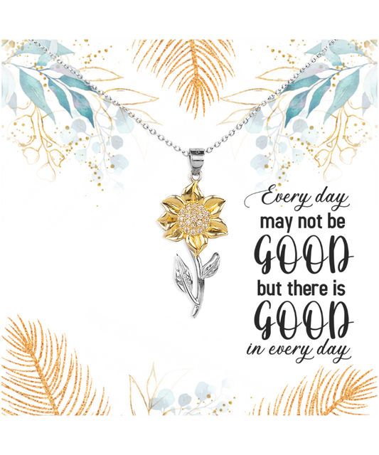 Everyday Jewelry, Sunflower Pendant Necklace Inspirational Gift, Positivity Message Jewelry Card, Reminder Gift For A Friend