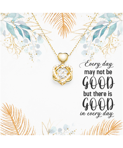 Everyday Jewelry, Heart Knot Gold Necklace Inspirational Gift, Positivity Message Jewelry Card, Reminder Gift For A Friend