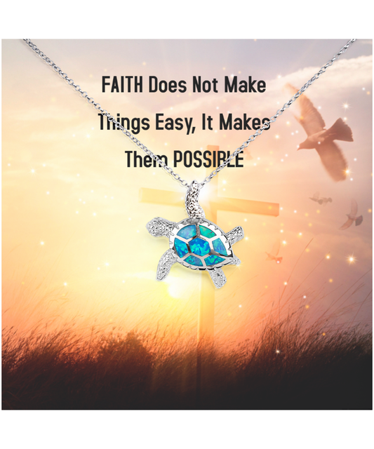 Christian Gift, Opal Turtle Necklace For Daughter, Faith Gifts, Gift For Her, Encouragement Jewelry Message Card, Bible Verse Gift