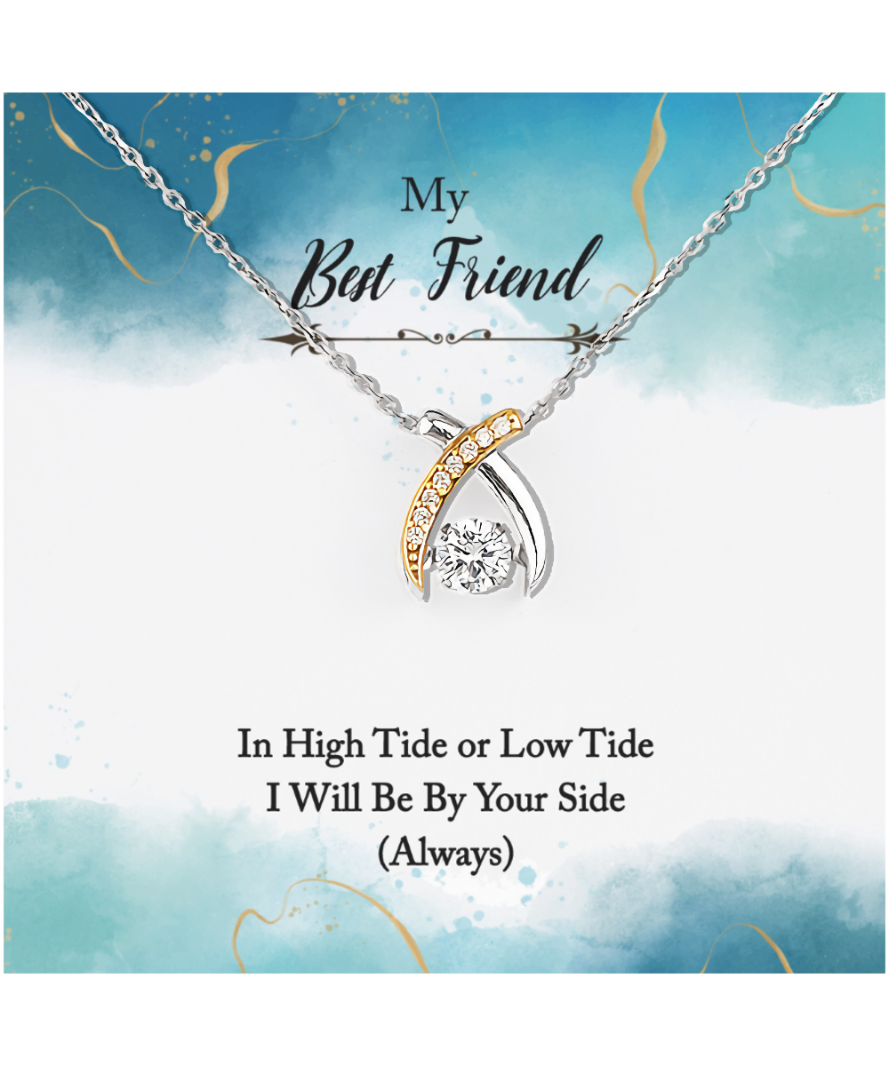 My Best Friend, Always Be By Your Side Jewelry, Wishbone Dancing Necklace For Best Friend, In High or Low Tide Gift for Best Friend