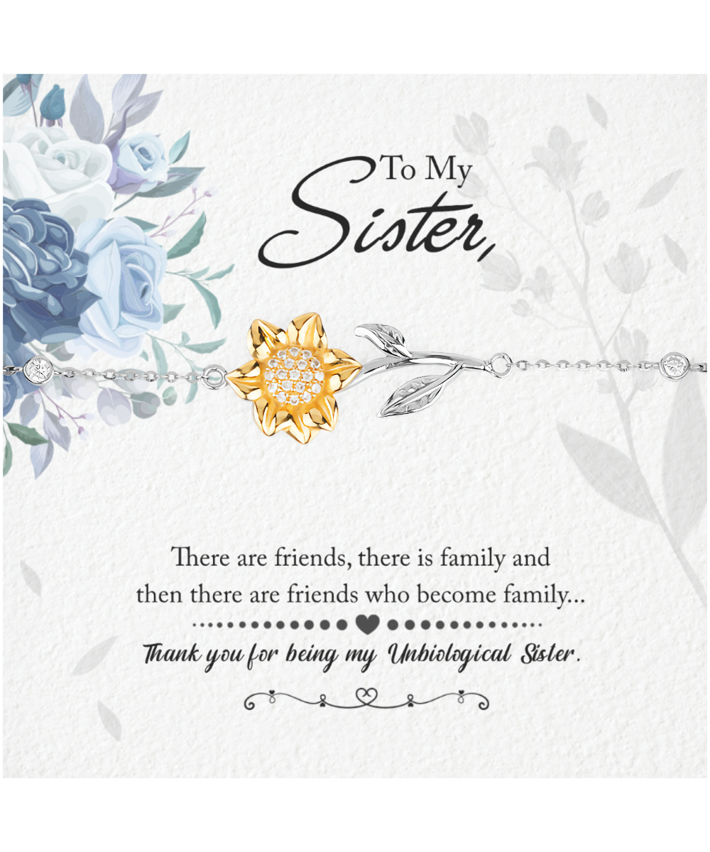 Thank You For Being My Unbiological Sister, Sunflower Bracelet To My Unbiological Sister, Unbiological Sister Friendship Gift