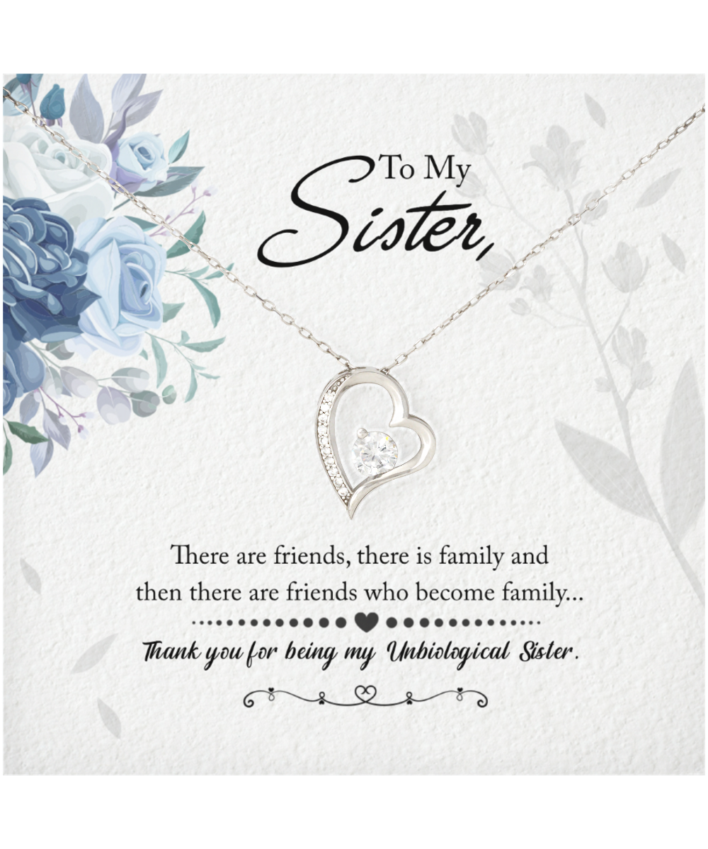 Thank You For Being My Unbiological Sister, Solitaire Crystal Necklace To My Unbiological Sister, Unbiological Sister Friendship Gift