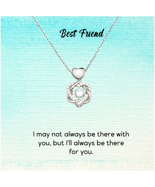 Best Friend Jewelry Gift, Heart Knot Silver Necklace For My Best Friend, I'll Always Be There For You My Best Friend, To My Best Friend