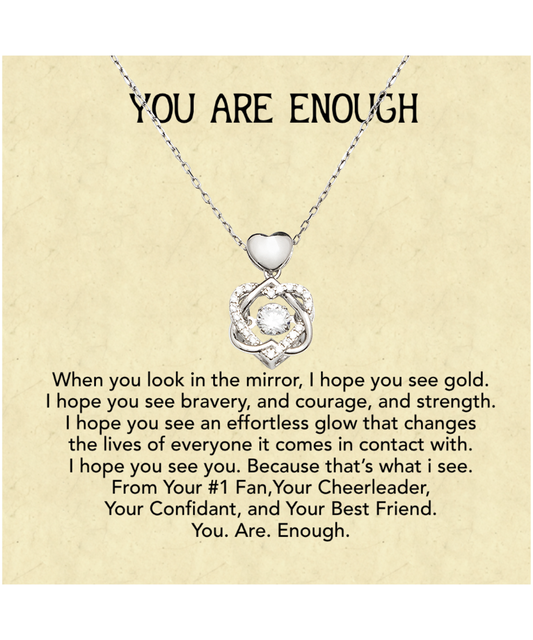 You Are Enough Best Friend, Heart Knot Silver Necklace From Your Best Friend, Inspirational Gift For My Best Friend, To My Best Friend