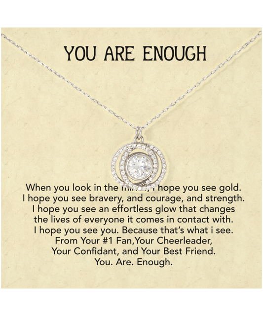 You Are Enough Best Friend, Double Crystal Circle Necklace From Your Best Friend, Inspirational Gift For My Best Friend, To My Best Friend