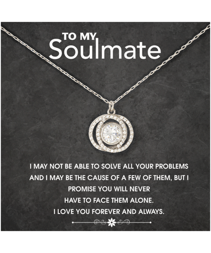 Double Crystal Circle Necklace To My Soulmate, I Love You Forever And Always, Romantic Gift For Her, Gift For Women, Soulmate Necklace