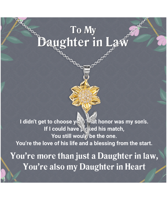 Daughter In Law Sunflower Pendant Necklace Gift From Mother In Law, Daughter In Law Wedding Gift Ideas, Future Daughter In Law Birthday Gift