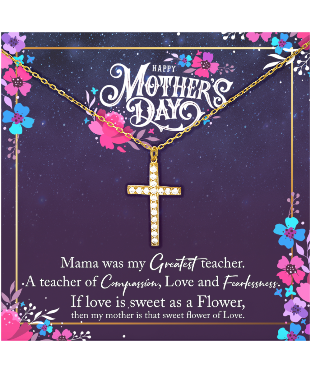 Happy Mother's Day Gift From Son, Crystal Gold Cross Necklace For Mother, Mother's Day Gift From Daughter, Gift With Love To My Mother