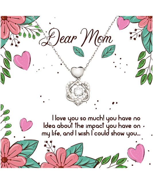 To My Dear Mom, Heart Knot Silver Necklace For Mom, Appreciation Gift To Mom From Daughter, Mom Jewelry Gift, I Love You Mom