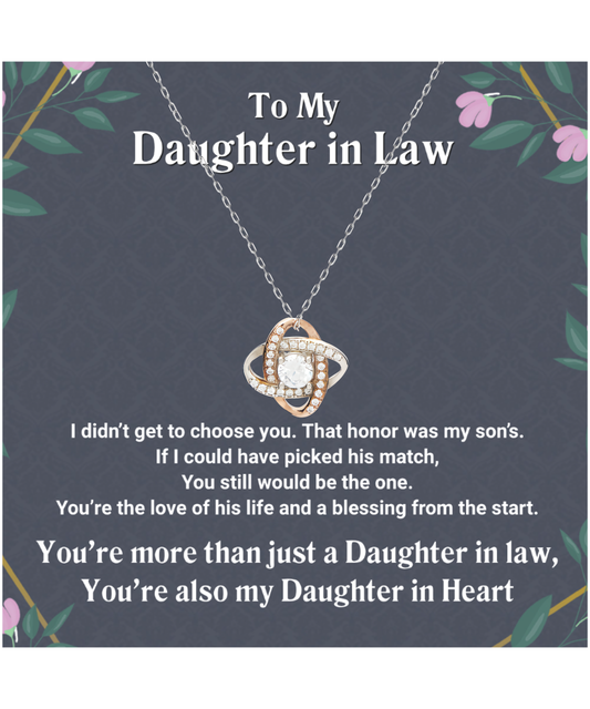 Daughter In Law Love Knot Rose Gold Necklace Gift From Mother In Law, Daughter In Law Wedding Gift Ideas, Future Daughter In Law Birthday Gift