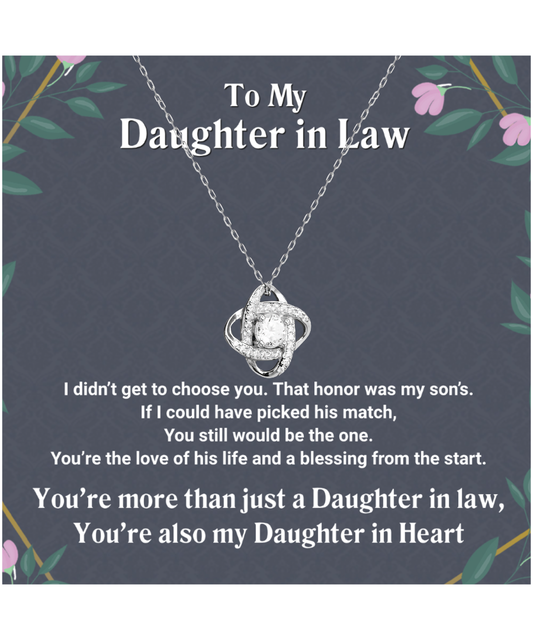 Daughter In Law Love Knot Silver Necklace Gift From Mother In Law, Daughter In Law Wedding Gift Ideas, Future Daughter In Law Birthday Gift