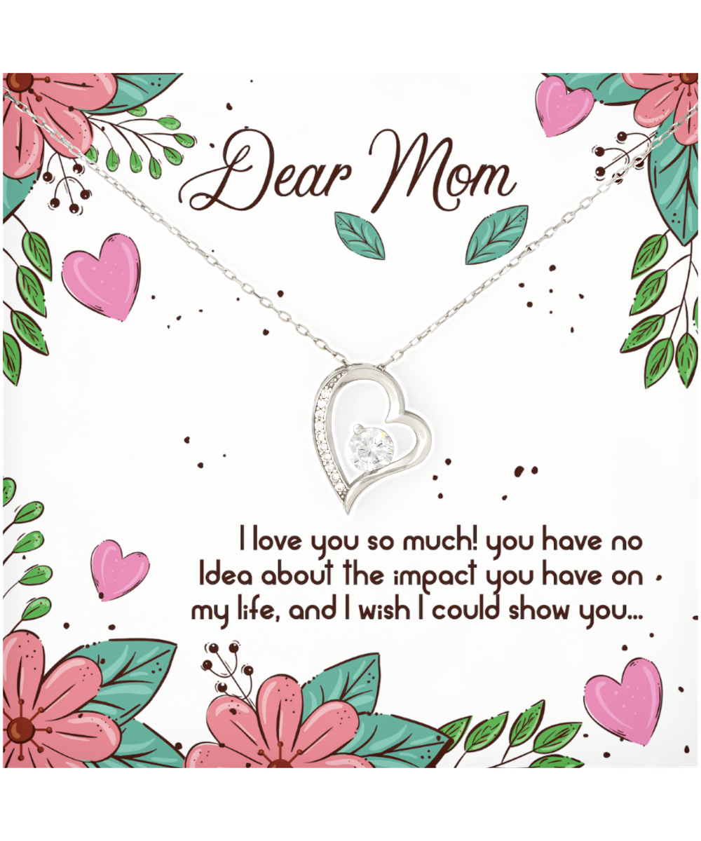 To My Dear Mom, Solitaire Crystal Necklace For Mom, Appreciation Gift To Mom From Daughter, Mom Jewelry Gift, I Love You Mom