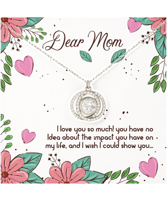 To My Dear Mom, Double Crystal Circle Necklace For Mom, Appreciation Gift To Mom From Daughter, Mom Jewelry Gift, I Love You Mom