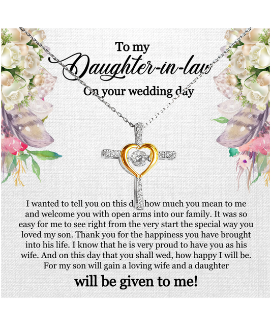 To My Daughter-In-Law, Cross Dancing Necklace For Daughter-In-Law, Welcome Gift For Daughter-In-Law, Jewelry Gift On Wedding Day