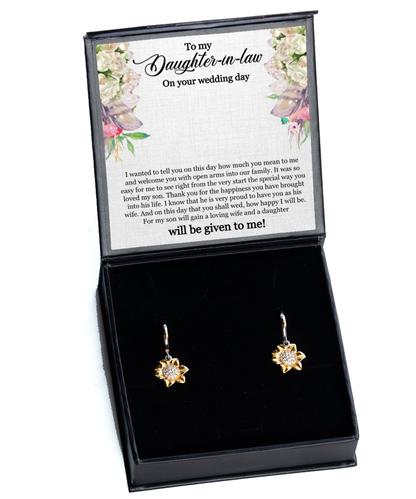 To My Daughter-In-Law, Sunflower Earrings For Daughter-In-Law, Welcome Gift For Daughter-In-Law, Jewelry Gift On Wedding Day