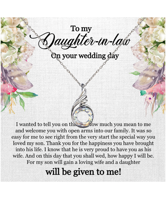 To My Daughter-In-Law, Rising Phoenix Necklace For Daughter-In-Law, Welcome Gift For Daughter-In-Law, Jewelry Gift On Wedding Day