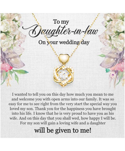 To My Daughter-In-Law, Heart Knot Gold Necklace For Daughter-In-Law, Welcome Gift For Daughter-In-Law, Jewelry Gift On Wedding Day