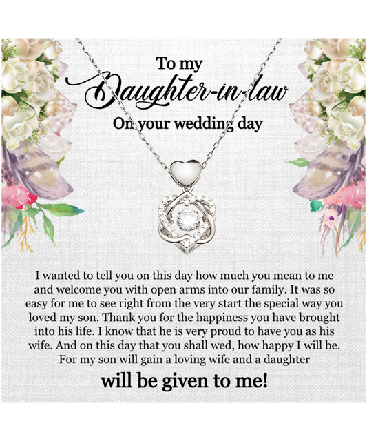 To My Daughter-In-Law, Heart Knot Silver Necklace For Daughter-In-Law, Welcome Gift For Daughter-In-Law, Jewelry Gift On Wedding Day