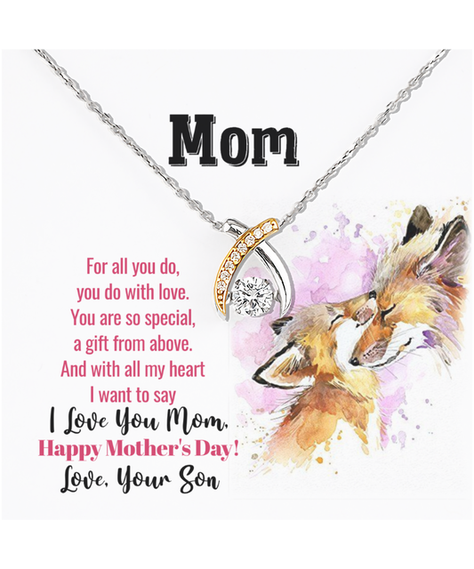 I Love You Mom, Happy Mother's Day Jewelry, Wishbone Dancing Necklace For Mom, Mom Necklace Gift, Appreciation Gift From Son To Mom