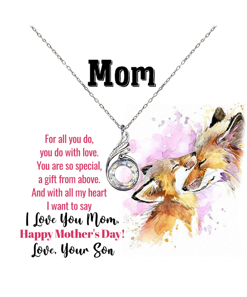 I Love You Mom, Happy Mother's Day Jewelry, Rising Phoenix Necklace For Mom, Mom Necklace Gift, Appreciation Gift From Son To Mom