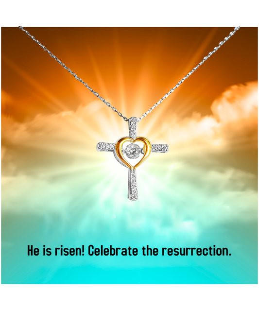 He is Risen Gift, Easter Cross Dancing Necklace, Easter Sunday Gift, Faith Jewelry, Christian Gift For Her, Religious Gift From Parents