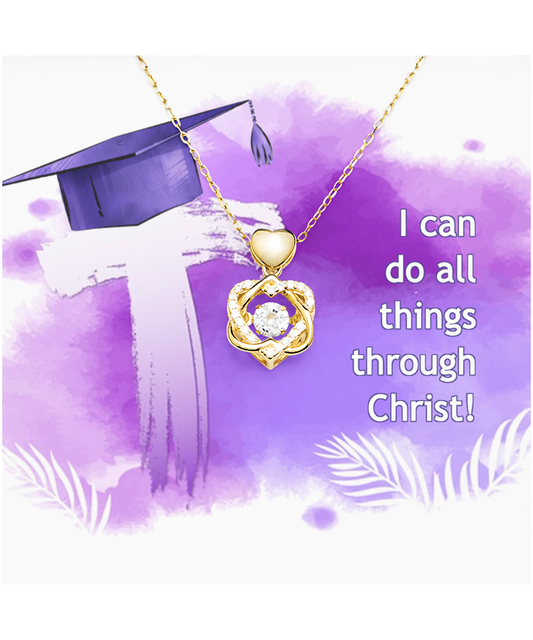 I Can Do All Things Through Christ Graduation Gift, Heart Knot Gold Necklace For Her, Bible Verse Gift, Philippians 4:13, Christian Jewelry Graduation Gift