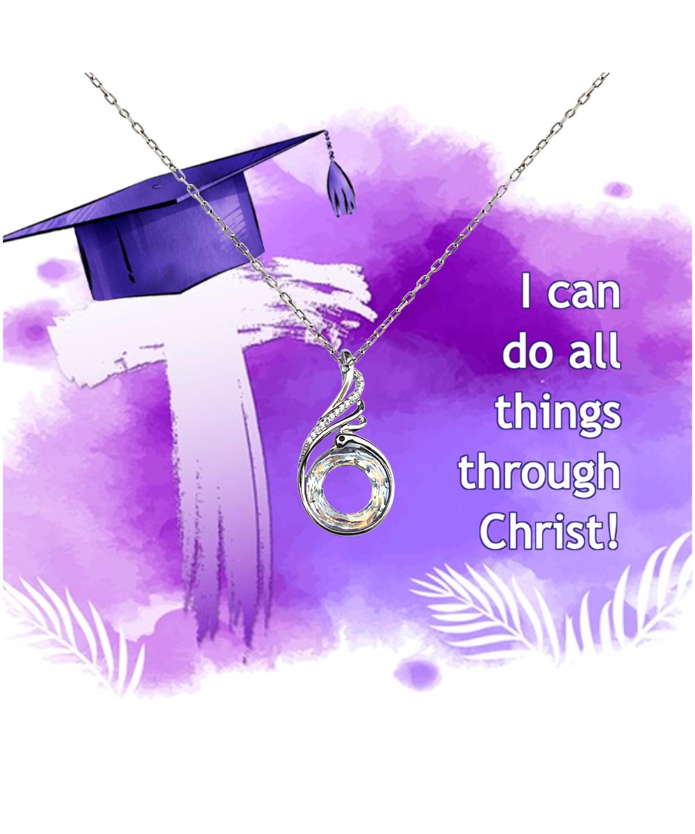 I Can Do All Things Through Christ Graduation Gift, Rising Phoenix Necklace For Her, Bible Verse Gift, Philippians 4:13, Christian Jewelry Graduation Gift