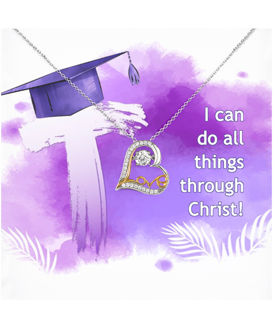 I Can Do All Things Through Christ Graduation Gift, Love Dancing Necklace For Her, Bible Verse Gift, Philippians 4:13, Christian Jewelry Graduation Gift