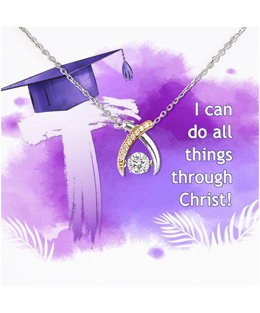 I Can Do All Things Through Christ Graduation Gift, Wishbone Dancing Necklace For Her, Bible Verse Gift, Philippians 4:13, Christian Jewelry Graduation Gift