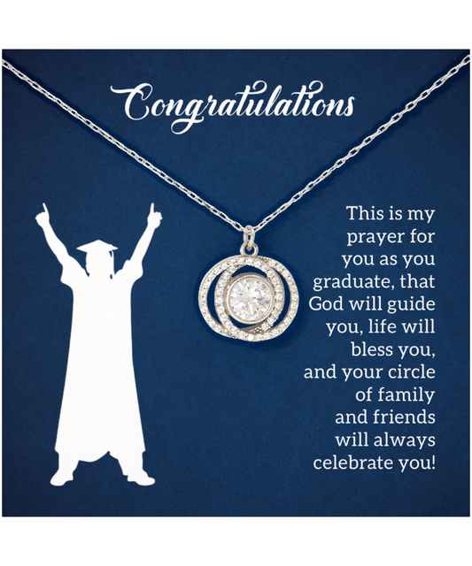 Graduation Gift For Her, Double Crystal Circle Necklace For Graduation, God Will Guide You Jewelry, Inspirational Graduation Gift From Parents