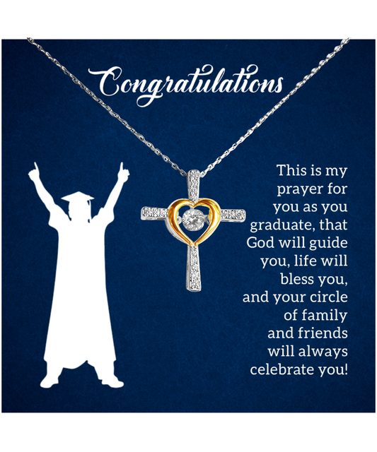 Graduation Gift For Her, Cross Dancing Necklace For Graduation, God Will Guide You Jewelry, Inspirational Graduation Gift From Parents