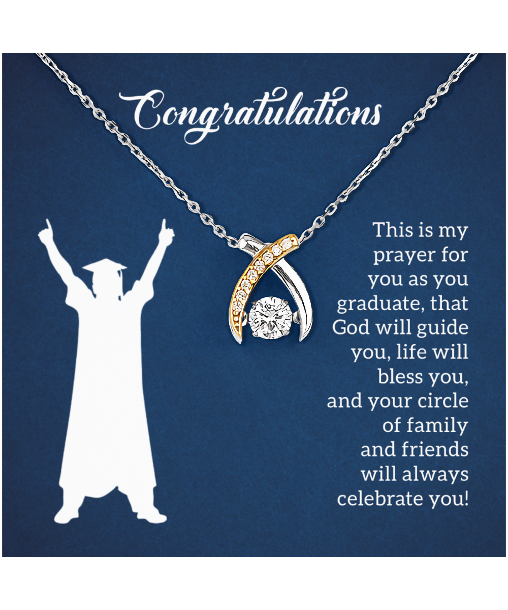 Graduation Gift For Her, Wishbone Dancing Necklace For Graduation, God Will Guide You Jewelry, Inspirational Graduation Gift From Parents