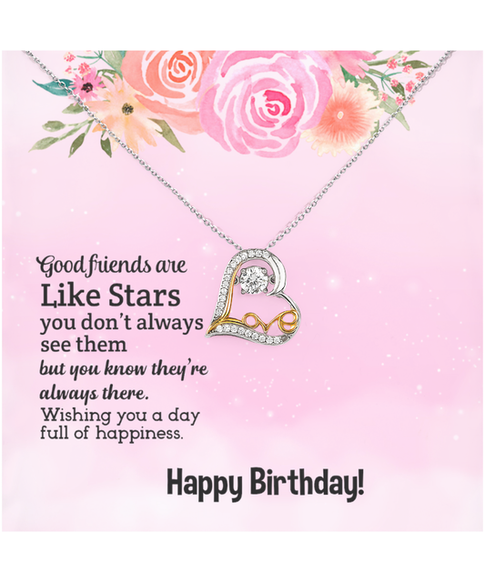 Happy Birthday To My Good Friend, Love Dancing Necklace To My Friend, Friendship Jewelry Birthday Gift, Good Friends Are Like Stars