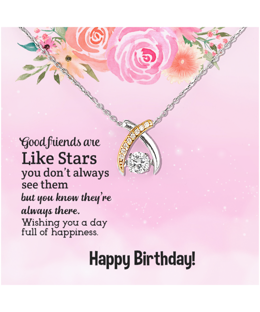 Happy Birthday To My Good Friend, Wishbone Dancing Necklace To My Friend, Friendship Jewelry Birthday Gift, Good Friends Are Like Stars