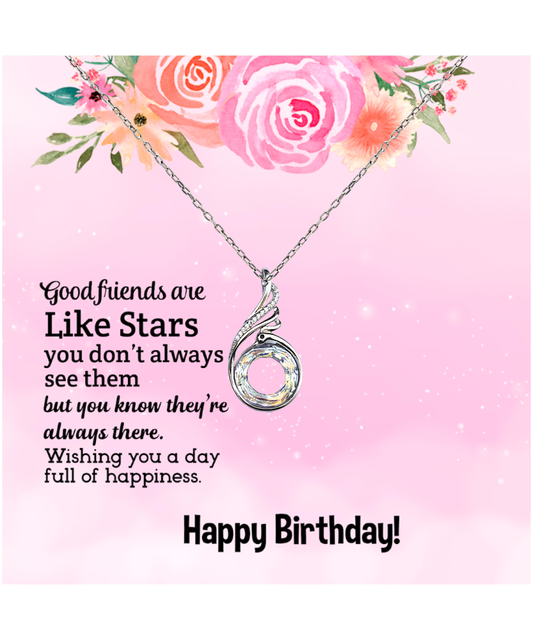 Happy Birthday To My Good Friend, Rising Phoenix Necklace To My Friend, Friendship Jewelry Birthday Gift, Good Friends Are Like Stars